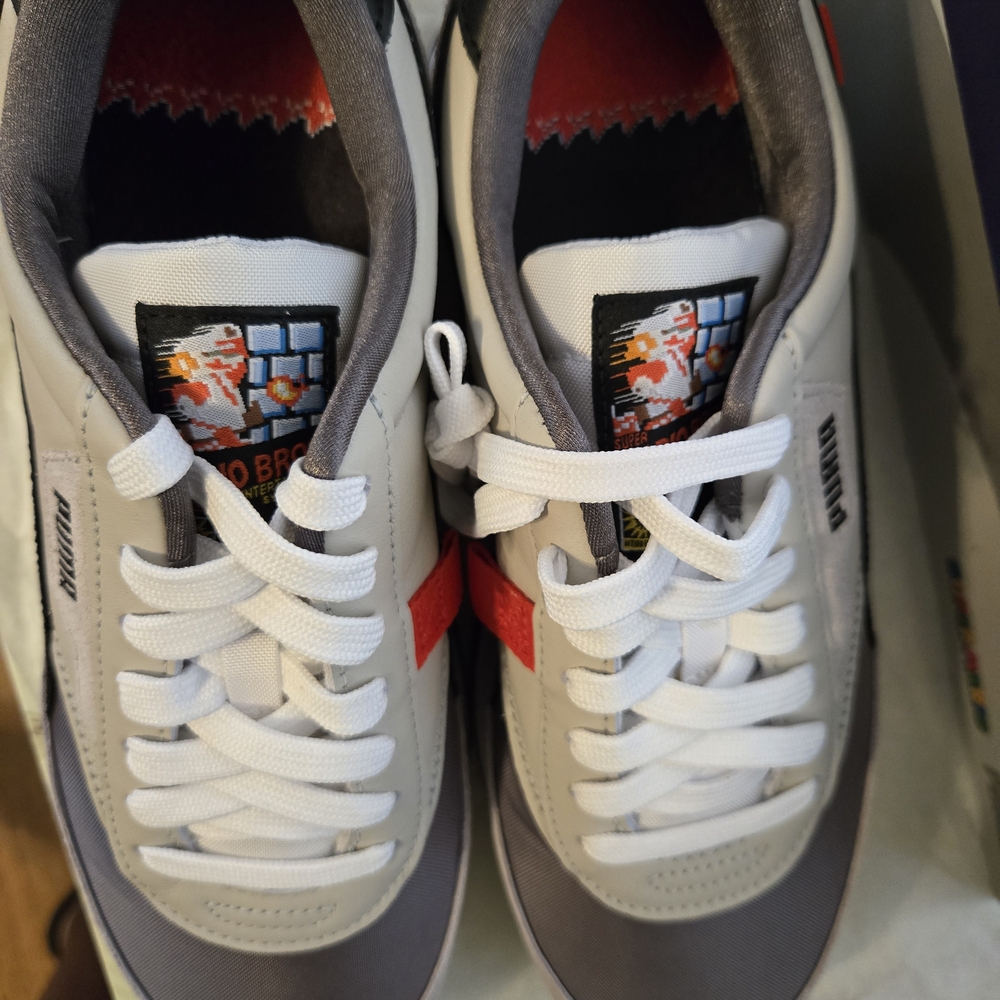 Puma Super Mario Bros. White and Red Sneakers New